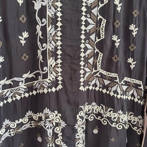 Johnny Was Blue Floral Embroidered Long Sleeve Tunic Blouse - Size Small - Picture 6 of 8